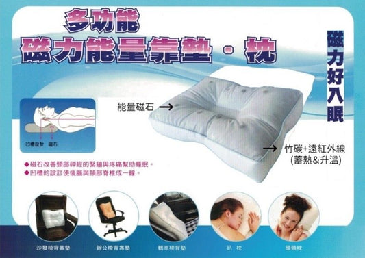 MIT 3D多用途8顆磁石磁力超紓壓靠墊止鼾枕 (每顆枕頭在標配印防蚋標示圖防蚋套並升級附贈石墨烯紗51%枕套)