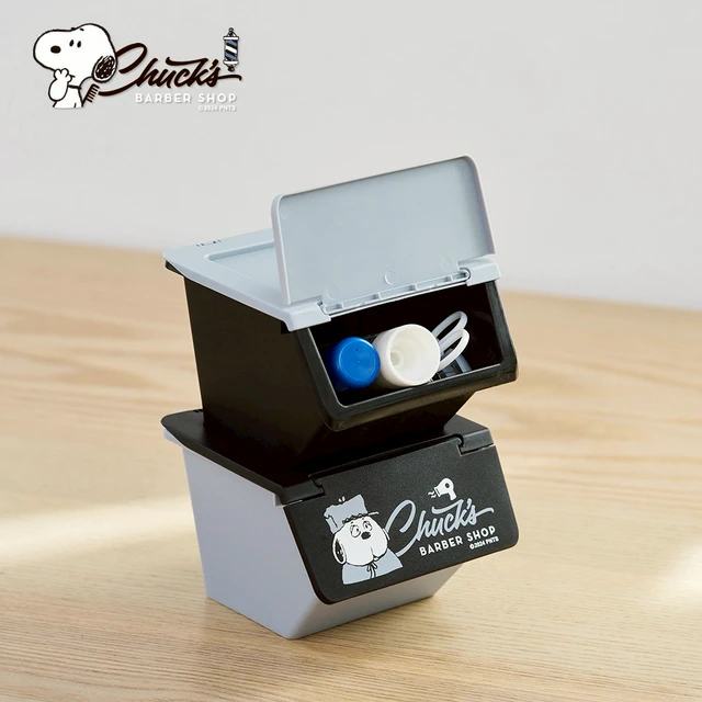 SNOOPY 史努比 復古理髮廳造型迴紋針置物盒2入組