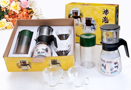 Z-39 800cc沖泡壺+2入玻璃杯+百寶罐 Z-39.臺灣製造