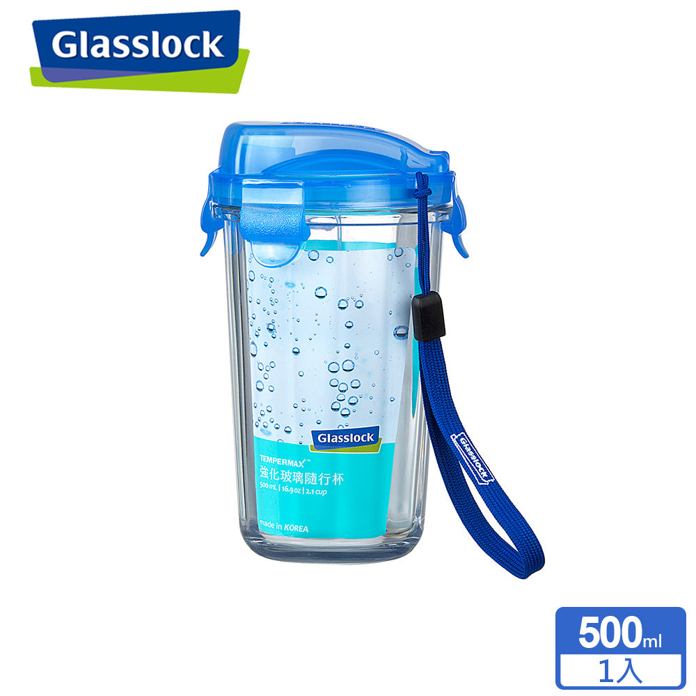 Glasslock RC105 強化玻璃微波隨行杯-藍