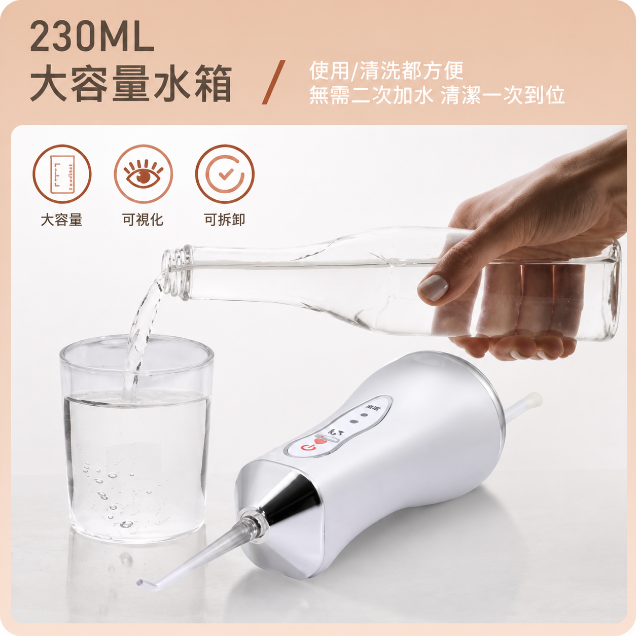 三井武田USB充電可攜式強效沖牙機(4種噴嘴)-白色