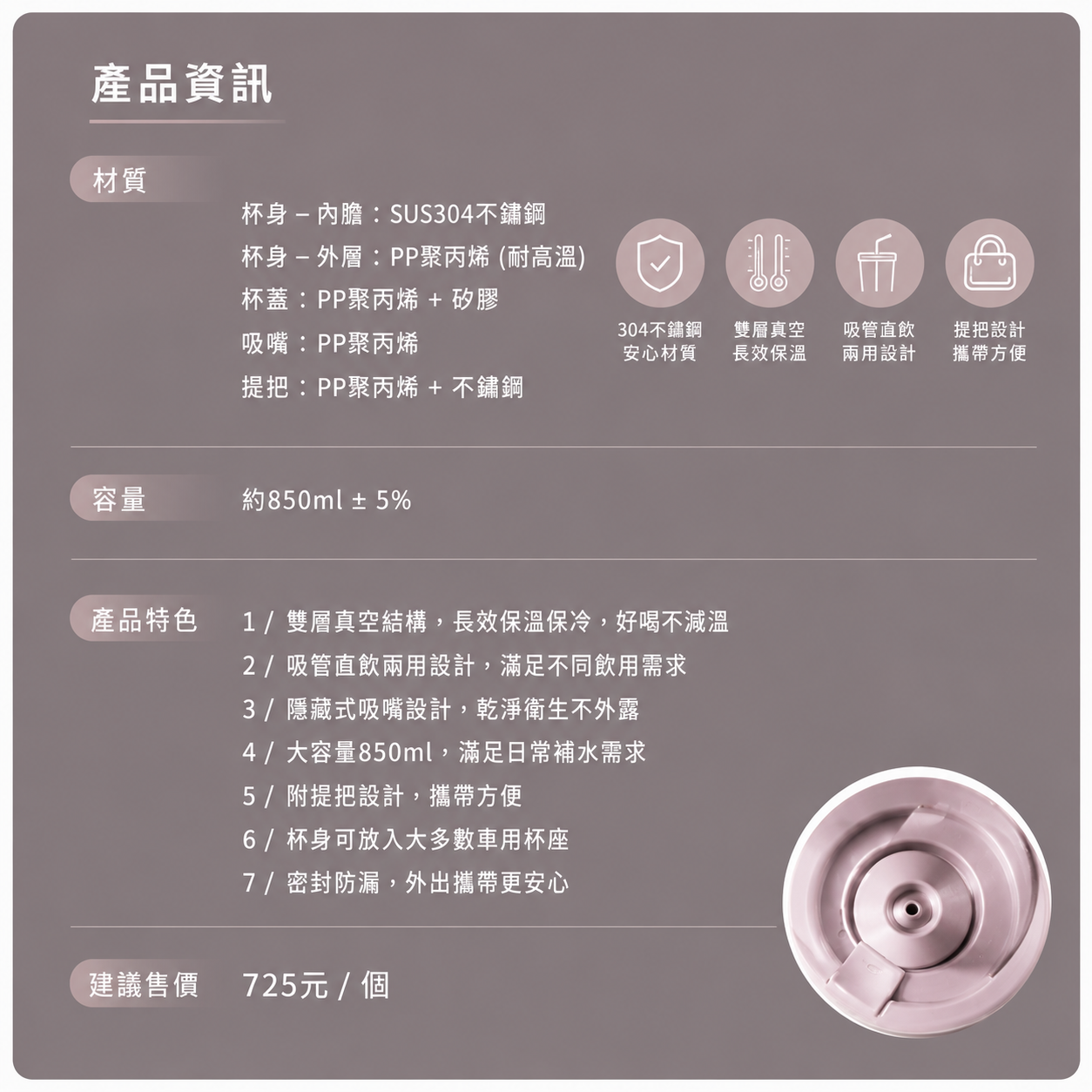 FU×麻吉愛水果咻咻手提真空隨行杯/850ML