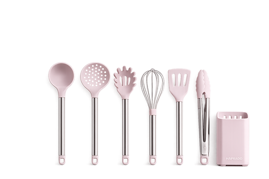瑞士 HAPADO柔韌系列 全能廚具七件組｜食品級矽膠｜304不鏽鋼手柄｜附收納架