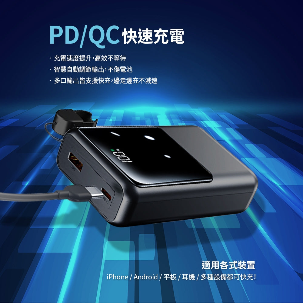 MCK-NPET 自帶線雙螢幕行動電源 20000mAh