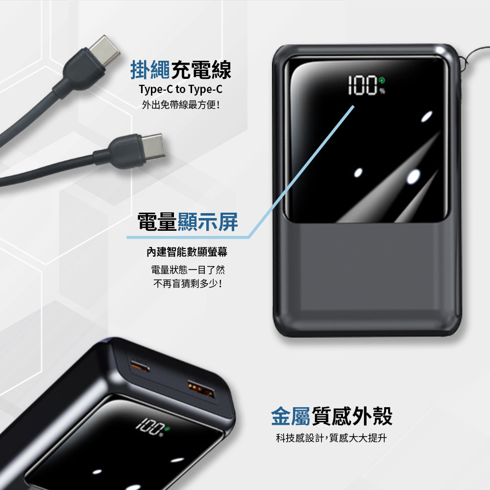 MCK-NPET 自帶線雙螢幕行動電源 20000mAh